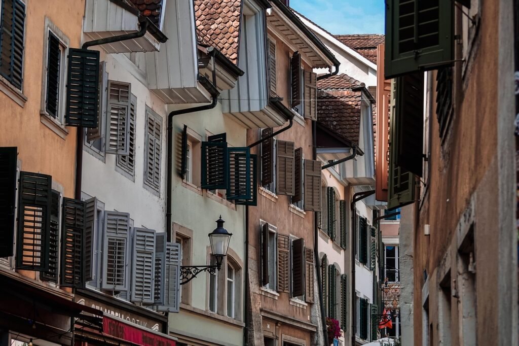 houses, window front, alley, historic center, architecture, view, window, building, historical, middle ages, masonry, romance, truss, shutters, switzerland, solothurn, authentic, closely, narrow, window, shutters, switzerland, switzerland, switzerland, switzerland, switzerland
